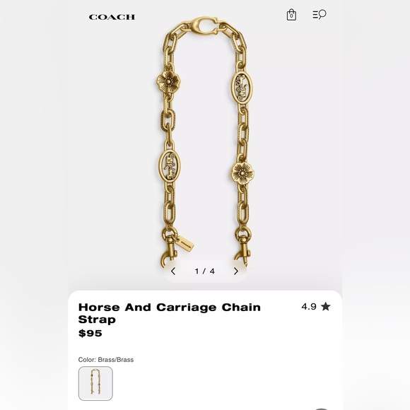 Coach Brass Horse and Carriage Chain Strap NEW ✨ - Picture 2 of 4